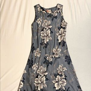 Floral Blue Sleeveless Dress